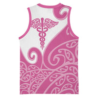 Personalised New Zealand Nurse Basketball Jersey Maori Koru Pink Version LT05 - Polynesian Pride