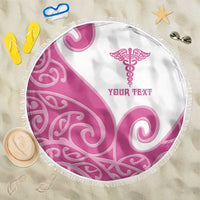Personalised New Zealand Nurse Beach Blanket Maori Koru Pink Version LT05 One Size 150cm Pink - Polynesian Pride