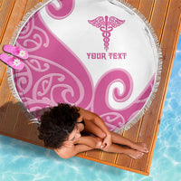 Personalised New Zealand Nurse Beach Blanket Maori Koru Pink Version LT05 - Polynesian Pride