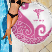 Personalised New Zealand Nurse Beach Blanket Maori Koru Pink Version LT05 - Polynesian Pride