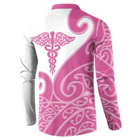 Personalised New Zealand Nurse Button Sweatshirt Maori Koru Pink Version LT05 - Polynesian Pride