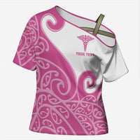Personalised New Zealand Nurse Cross Shoulder Shirt Maori Koru Pink Version LT05 Female Pink - Polynesian Pride