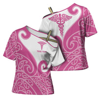 Personalised New Zealand Nurse Cross Shoulder Shirt Maori Koru Pink Version LT05 - Polynesian Pride