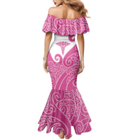 Personalised New Zealand Nurse Family Matching Mermaid Dress and Hawaiian Shirt Maori Koru Pink Version