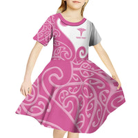 Personalised New Zealand Nurse Kid Short Sleeve Dress Maori Koru Pink Version LT05 - Polynesian Pride