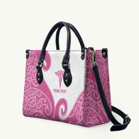 Personalised New Zealand Nurse Leather Bag Maori Koru Pink Version LT05 Pink - Polynesian Pride