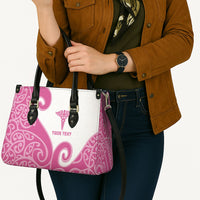 Personalised New Zealand Nurse Leather Bag Maori Koru Pink Version LT05 - Polynesian Pride