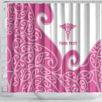 Personalised New Zealand Nurse Shower Curtain Maori Koru Pink Version LT05 - Polynesian Pride