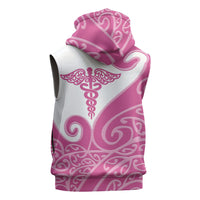 Personalised New Zealand Nurse Sleeveless Hoodie Maori Koru Pink Version LT05 - Polynesian Pride
