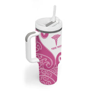 Personalised New Zealand Nurse Tumbler With Handle Maori Koru Pink Version LT05 - Polynesian Pride
