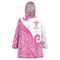 Personalised New Zealand Nurse Wearable Blanket Hoodie Maori Koru Pink Version LT05 One Size Pink - Polynesian Pride