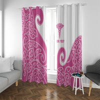 Personalised New Zealand Nurse Window Curtain Maori Koru Pink Version LT05 With Grommets Pink - Polynesian Pride