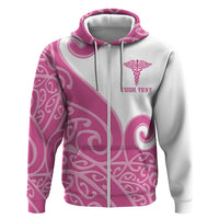 Personalised New Zealand Nurse Zip Hoodie Maori Koru Pink Version LT05 Zip Hoodie Pink - Polynesian Pride