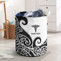 Personalised New Zealand Nurse Laundry Basket Maori Koru Black Version LT05 Black - Polynesian Pride