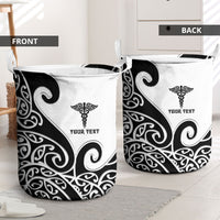 Personalised New Zealand Nurse Laundry Basket Maori Koru Black Version LT05 - Polynesian Pride