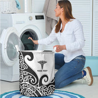 Personalised New Zealand Nurse Laundry Basket Maori Koru Black Version LT05 - Polynesian Pride