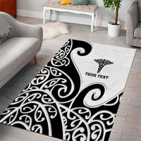 Personalised New Zealand Nurse Area Rug Maori Koru Black Version LT05 - Polynesian Pride