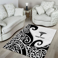 Personalised New Zealand Nurse Area Rug Maori Koru Black Version LT05 - Polynesian Pride