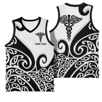 Personalised New Zealand Nurse Basketball Jersey Maori Koru Black Version LT05 - Polynesian Pride