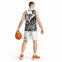 Personalised New Zealand Nurse Basketball Jersey Maori Koru Black Version LT05 - Polynesian Pride