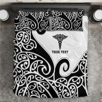 Personalised New Zealand Nurse Bedding Set Maori Koru Black Version LT05 Black - Polynesian Pride