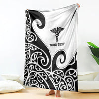Personalised New Zealand Nurse Blanket Maori Koru Black Version LT05 - Polynesian Pride