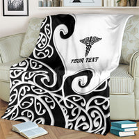 Personalised New Zealand Nurse Blanket Maori Koru Black Version LT05 - Polynesian Pride