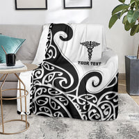 Personalised New Zealand Nurse Blanket Maori Koru Black Version LT05 - Polynesian Pride