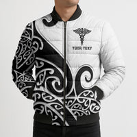 Personalised New Zealand Nurse Bomber Puffer Jacket Maori Koru Black Version LT05 - Polynesian Pride