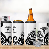 Personalised New Zealand Nurse 4 in 1 Can Cooler Tumbler Maori Koru Black Version LT05 - Polynesian Pride