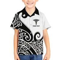 Personalised New Zealand Nurse Family Matching Mermaid Dress and Hawaiian Shirt Maori Koru Black Version
