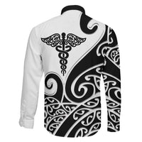 Personalised New Zealand Nurse Family Matching Off Shoulder Short Dress and Hawaiian Shirt Maori Koru Black Version