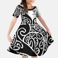 Personalised New Zealand Nurse Family Matching Tank Maxi Dress and Hawaiian Shirt Maori Koru Black Version