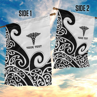 Personalised New Zealand Nurse Garden Flag Maori Koru Black Version LT05 - Polynesian Pride