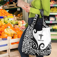 Personalised New Zealand Nurse Grocery Bag Maori Koru Black Version LT05 - Polynesian Pride