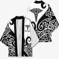 Personalised New Zealand Nurse Kimono Maori Koru Black Version LT05 - Polynesian Pride