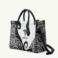 Personalised New Zealand Nurse Leather Bag Maori Koru Black Version LT05 Black - Polynesian Pride