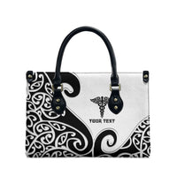 Personalised New Zealand Nurse Leather Bag Maori Koru Black Version LT05 - Polynesian Pride