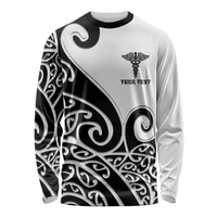 Personalised New Zealand Nurse Long Sleeve Shirt Maori Koru Black Version LT05 Unisex Black - Polynesian Pride