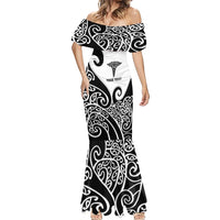 Personalised New Zealand Nurse Mermaid Dress Maori Koru Black Version LT05 - Polynesian Pride