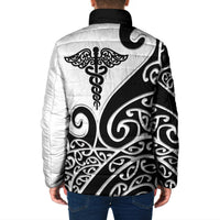 Personalised New Zealand Nurse Padded Jacket Maori Koru Black Version LT05 - Polynesian Pride