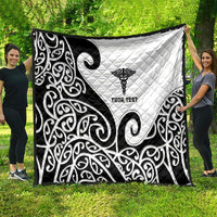 Personalised New Zealand Nurse Quilt Maori Koru Black Version LT05 - Polynesian Pride
