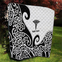 Personalised New Zealand Nurse Quilt Maori Koru Black Version LT05 - Polynesian Pride