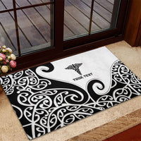 Personalised New Zealand Nurse Rubber Doormat Maori Koru Black Version LT05 - Polynesian Pride