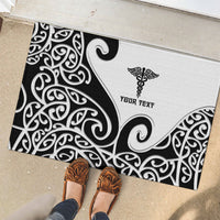 Personalised New Zealand Nurse Rubber Doormat Maori Koru Black Version LT05 - Polynesian Pride