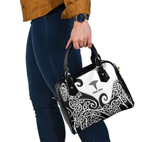 Personalised New Zealand Nurse Shoulder Handbag Maori Koru Black Version LT05 - Polynesian Pride