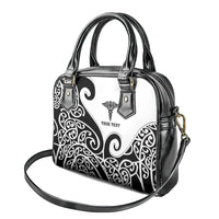 Personalised New Zealand Nurse Shoulder Handbag Maori Koru Black Version LT05 - Polynesian Pride