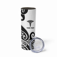 Personalised New Zealand Nurse Skinny Tumbler Maori Koru Black Version LT05 - Polynesian Pride
