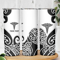 Personalised New Zealand Nurse Skinny Tumbler Maori Koru Black Version LT05 - Polynesian Pride