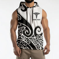 Personalised New Zealand Nurse Sleeveless Hoodie Maori Koru Black Version LT05 - Polynesian Pride